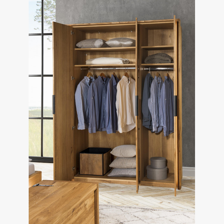 Trojdverová šatníková skriňa dub, Texas 03 , Šatníky- 5