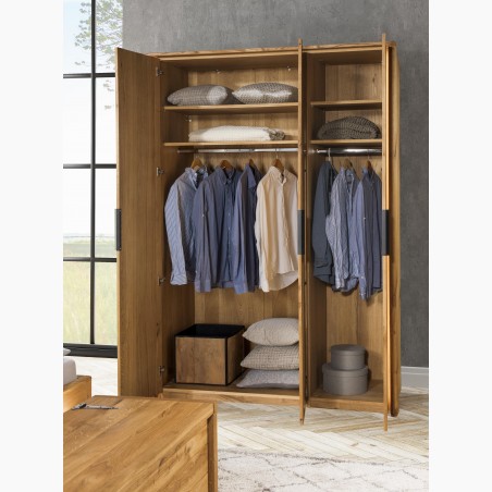 Trojdverová šatníková skriňa dub, Texas 03 , Šatníky- 5