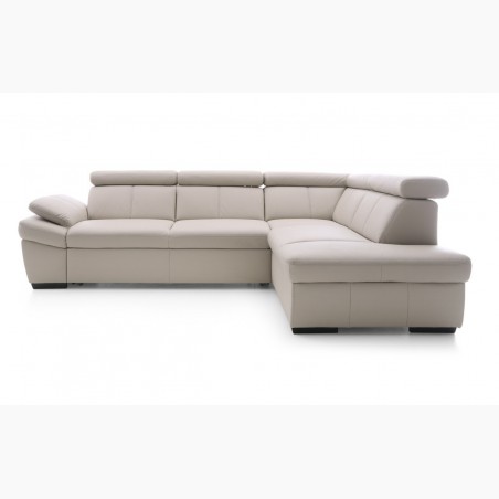Kožená rohová pohovka s úložným priestorom a funkciou spania - SALERNO