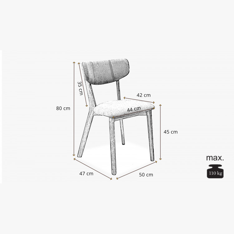 Látková stolička - nohy dub, Amisa sivá , Jedálenská stolička- 9