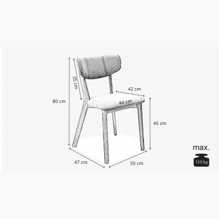 Látková stolička - nohy dub, Amisa sivá , Jedálenská stolička- 9