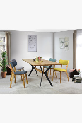 Látková stolička - nohy dub, Amisa sivá , Jedálenská stolička- 1 2