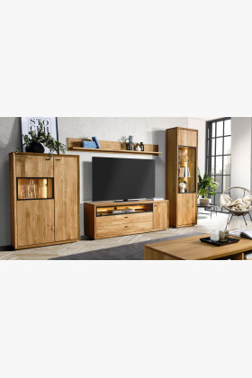 Moderná dubová obývacia stena s osvetlením, kolekcia Vilo , Obývacia stena z masívneho dreva- 2 2