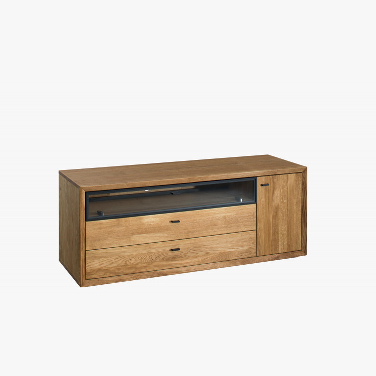 Moderná dubová obývacia stena s osvetlením, kolekcia Vilo , Obývacia stena z masívneho dreva- 5