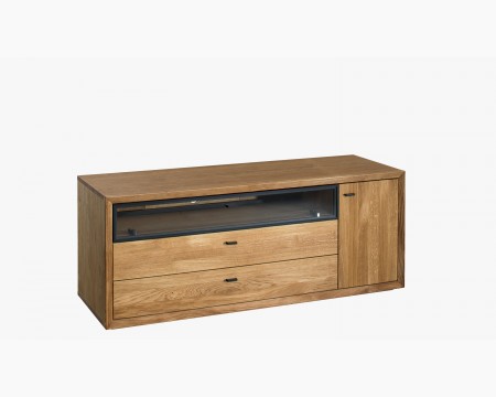 Moderná dubová obývacia stena s osvetlením, kolekcia Vilo , Obývacia stena z masívneho dreva- 5