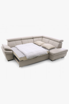Kožená rohová sedacia súprava s úložným priestorom a funkciou spania - SALERNO viac farieb , Rohové sedacie súpravy- 1