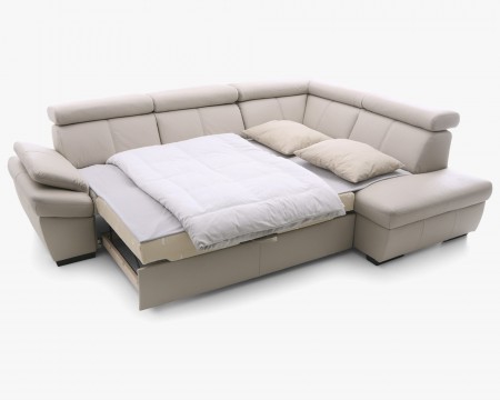 Kožená rohová sedacia súprava s úložným priestorom a funkciou spania - SALERNO viac farieb , Rohové sedacie súpravy- 1