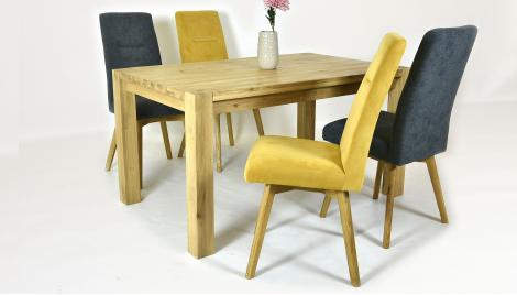 Dubový stůl a žluté, šedé židle