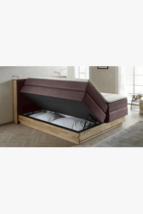 Boxspringová posteľ s úložným priestorom, Moneta 160 hnedá , Boxspringové postele- 1 2