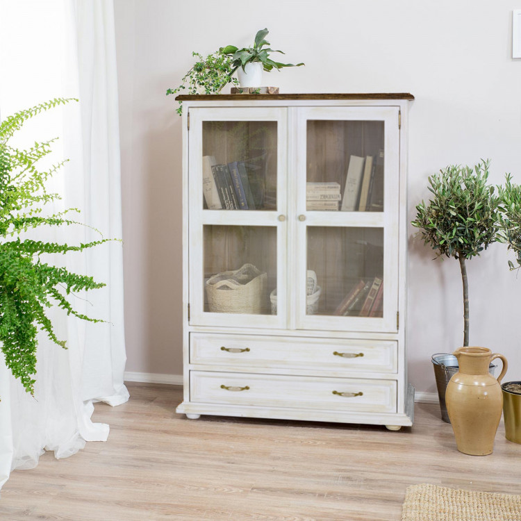 Nízka vitrína Provence - drevená so sklom , Vitríny- 1