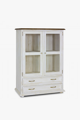 Nízka vitrína Provence - drevená so sklom , Vitríny- 1 2