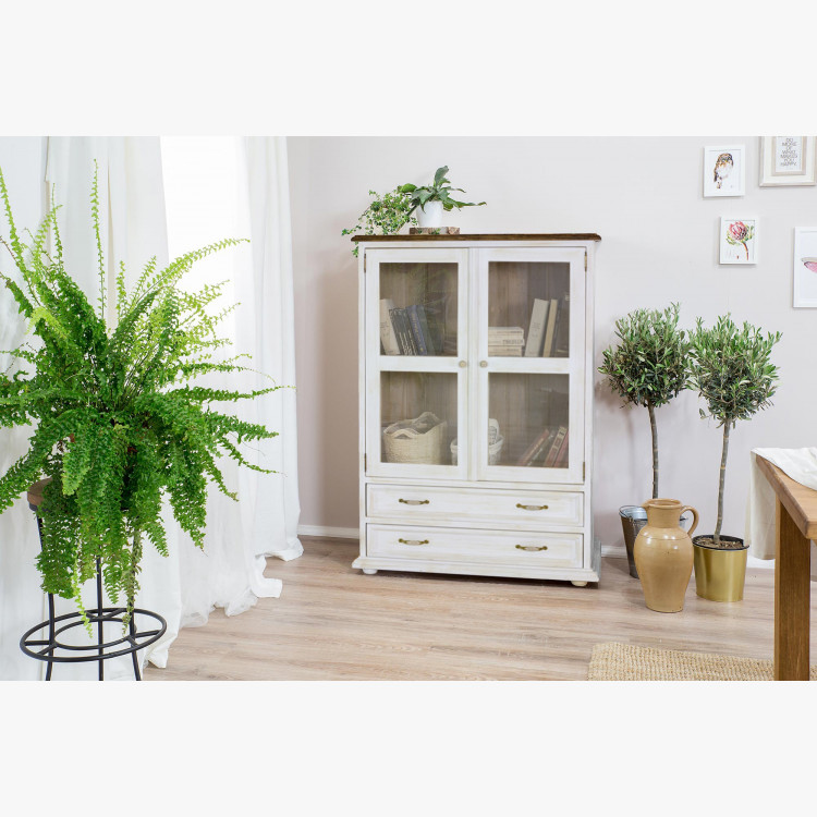 Nízka vitrína Provence - drevená so sklom , Vitríny- 4