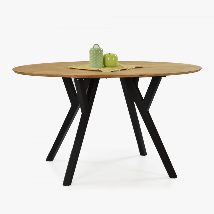 Dubový oválny stôl, čierne makové nohy 140 x 90 cm , Jedálenské stoly- 1