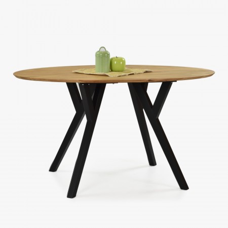 Dubový oválny stôl, čierne makové nohy 140 x 90 cm , Jedálenské stoly- 1