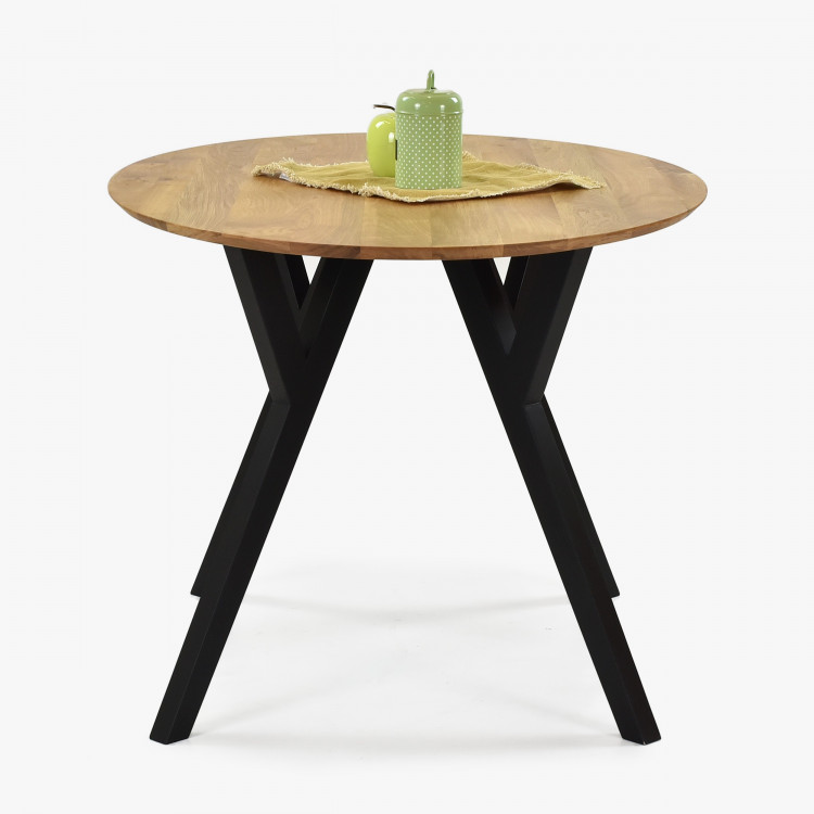 Dubový oválny stôl, čierne makové nohy 140 x 90 cm , Jedálenské stoly- 6