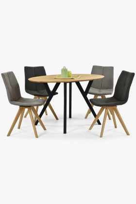 Dubový oválny stôl, čierne makové nohy 140 x 90 cm , Jedálenské stoly- 1 2