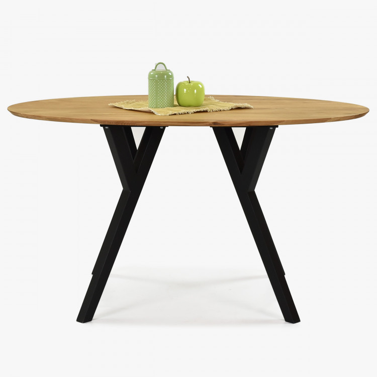 Dubový oválny stôl, čierne makové nohy 140 x 90 cm , Jedálenské stoly- 4