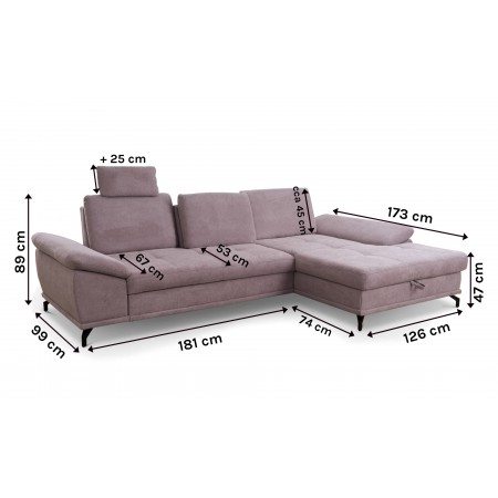 Rohová pohovka na kovových nožičkách, Costello - roh vpravo , Rohové pohovky- 3