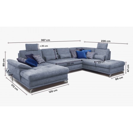 Pohovka v tvare U na kovových nohách, Costello - pravá , Rohové pohovky - 6