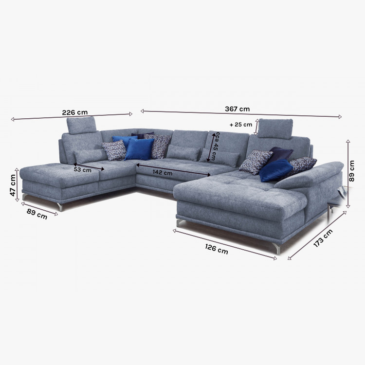 Pohovka v tvare U na kovových nohách, Costello - ľavá , Pohovky - 6