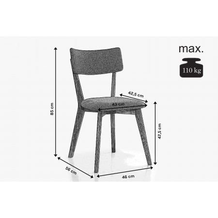 Látková židle - nohy dub, Noci mátová sada 2 ks , Jídelní židle- 3