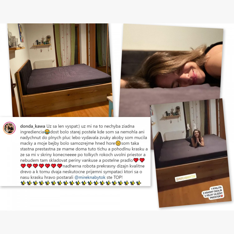 Postel z masivu dub s úložným prostorem , Texas 140 cm , Postele s úložným prostorem- 11