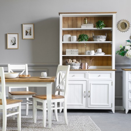 Dřevěný provence příborník bílo hnědý, Lille , Kredence a príborníky- 4