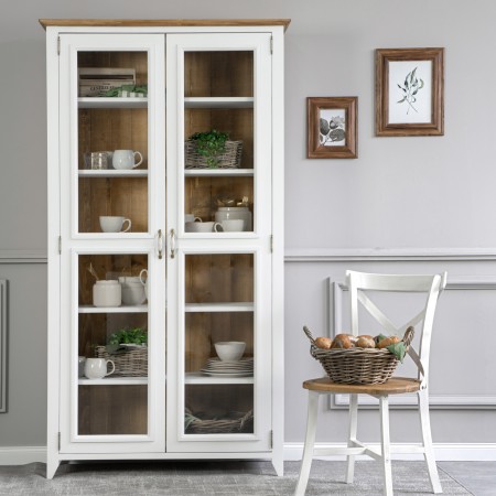 Dřevěna provence dvoudveřová vitrina, Lille , Vitríny- 5