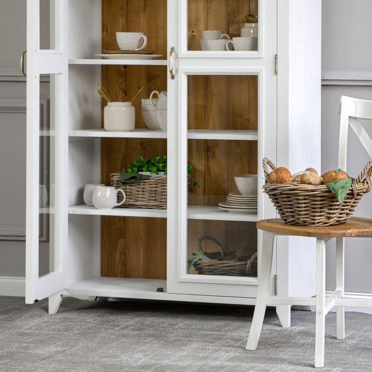 Dřevěna provence dvoudveřová vitrina, Lille , Vitríny- 6