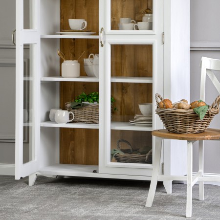 Dřevěna provence dvoudveřová vitrina, Lille , Vitríny- 6