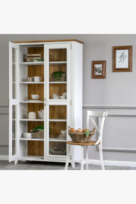 Dřevěna provence dvoudveřová vitrina, Lille , Vitríny- 1 2