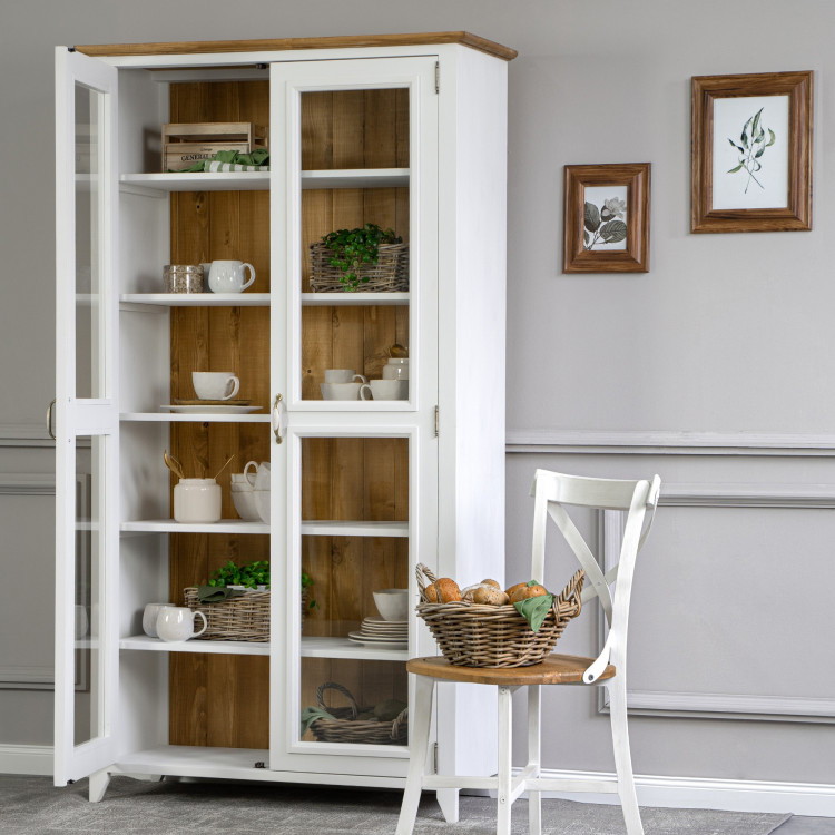 Dřevěna provence dvoudveřová vitrina, Lille , Vitríny- 2