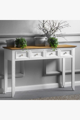 Holz Beistelltisch Provence weiß-braun mit 4 Schubladen