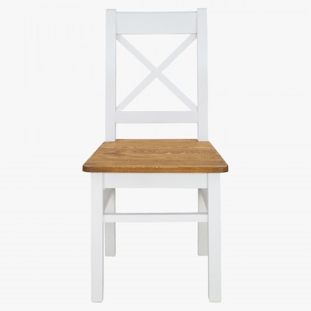 Dřevěná provence jídelní židle bílo hnědá, Lille , Jídelní židle- 3