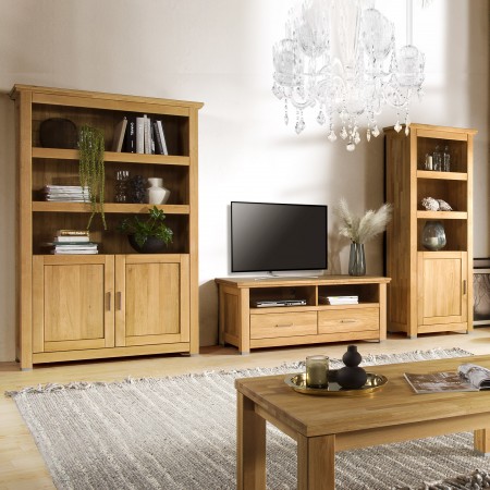 Dřevěný dubový regál s dvířky, Alexandra 14 , Vitríny- 10