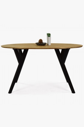 Dubový oválny stôl, čierne makové nohy 160 x 90 cm , Jedálenské stoly- 1 2