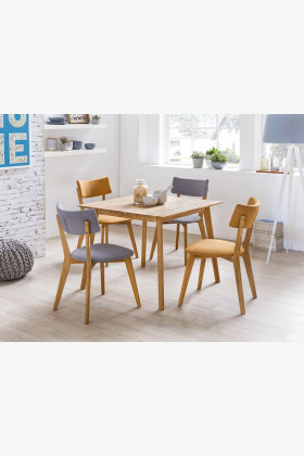 Látková židle - nohy dub, Noci světle šedá , Jídelní židle- 1 2