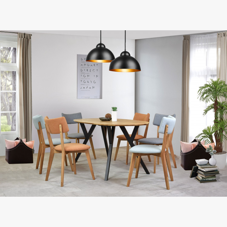 Dubový oválny stôl, čierne makové nohy 140 x 90 cm , Jedálenské stoly- 7