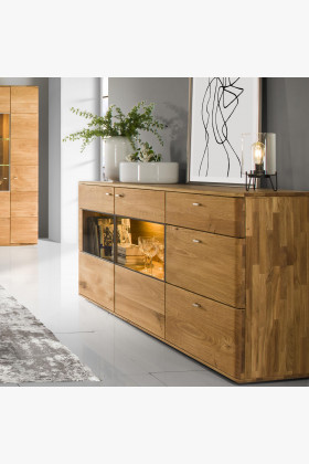 Dlouhá masivní komoda se sklem texas typ 48 , Komody- 1 2