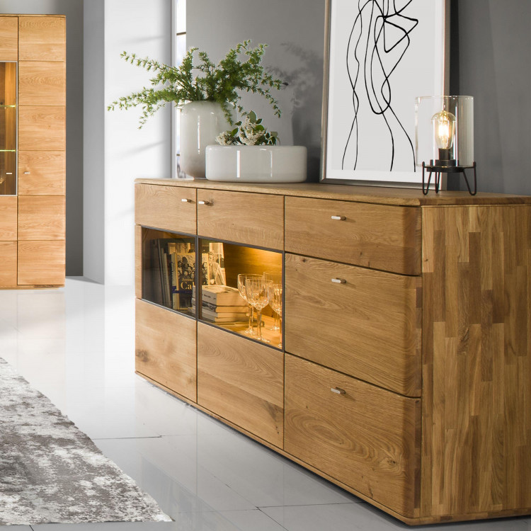 Dlouhá masivní komoda se sklem texas typ 48 , Komody- 2