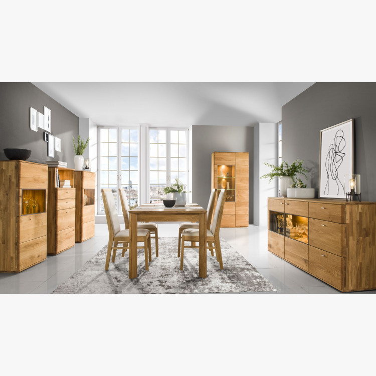 Nízká vitrina se skleněnými dvířky dub masiv, texas 52 , Komody- 3