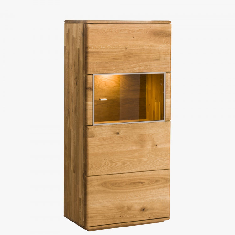 Nízká vitrina se skleněnými dvířky dub masiv, texas 52 , Komody- 1