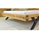 Modernes Doppelbett aus Eiche mit Stahlbeine in Y-Form, 160x200/180x200, Balkenbett